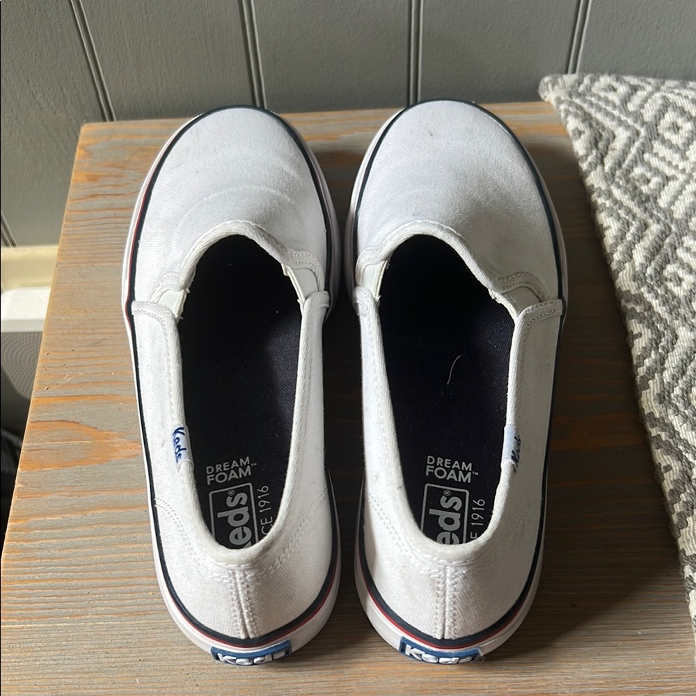 Keds White Canvas Slip-On Sneakers